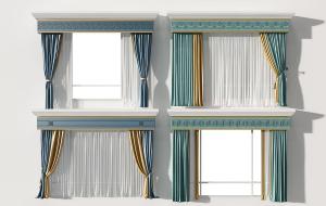 新中式套色窗帘、中式元素窗幔、窗帘盒