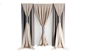 现代轻奢纯色、套色窗帘3d模型 现代轻奢纯色、套色窗帘