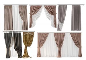 简欧纯色窗帘、垂帘3d模型 简欧纯色窗帘、垂帘
