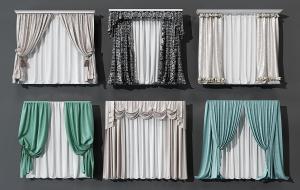 欧式纯色窗帘、垂帘、荷叶边窗帘