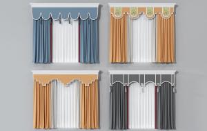 新中式套色、纯色窗帘、窗幔帘头