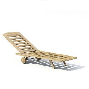 户外带轮木质躺椅