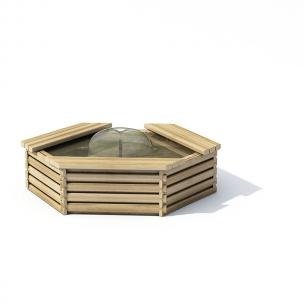 木质多边形围栏景观喷泉