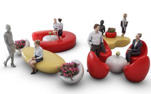 现代户外公共座椅、休闲椅组合