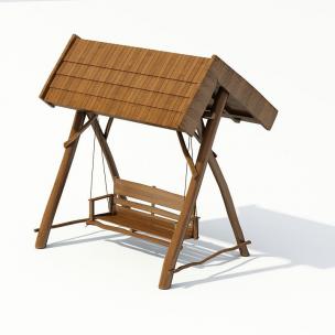 带木质雨棚休闲秋千椅