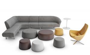 现代转角多人沙发、坐墩、休闲椅组合