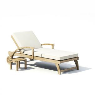 户外带轮带软垫躺椅、矮凳