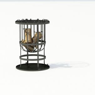 圆筒柱形烧烤炉、木块