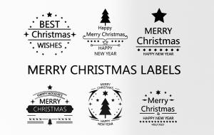 现代圣诞节英文剪影图案窗饰、墙饰标识