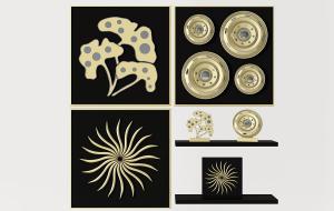 新中式金属蘑菇、花朵墙饰、挂饰