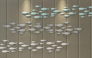 现代抽象鱼、金属鱼装饰壁挂、墙饰