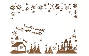 圣诞节雪花剪影墙饰、窗饰镂空图案