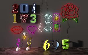 咖啡厅餐厅数字、玫瑰花霓虹灯灯管装饰