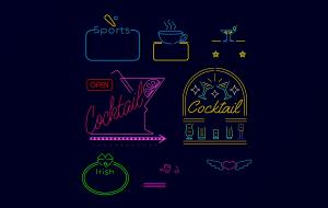 咖啡馆餐厅墙面装饰霓虹灯、彩灯