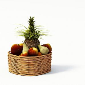 菠萝、苹果、梨 编筐水果组合