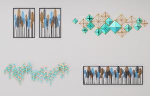 现代背景墙方形羽毛立体装饰画、墙饰