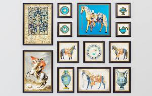 简欧人物、马匹照片墙组合