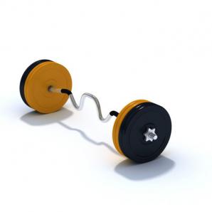 黄色铃片、弯杠杠铃 健身器材