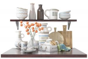 厨房用品摆件、花瓶、茶壶组合3d模型 厨房用品摆件、花瓶、茶壶组合