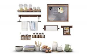 厨房用品摆件、调味瓶、卷纸、毛巾架、餐具3d模型 厨房用品摆件、调味瓶、卷纸、毛巾架、餐具