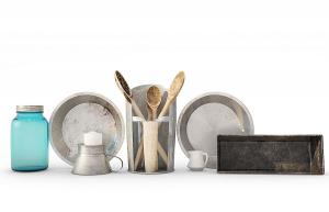 复古做旧餐具、木勺、烤盘