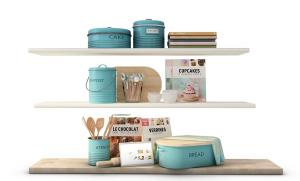 厨房置物架收纳盒、食谱书籍