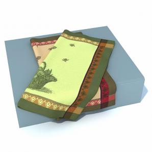 带有图案、自然搭放桌面的毛巾3d模型 带有图案、自然搭放桌面的毛巾