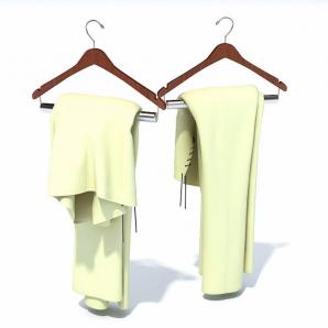 搭在衣架上的浅黄色衣服3d模型 搭在衣架上的浅黄色衣服