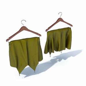搭在衣架上的橄榄绿衣服3d模型 搭在衣架上的橄榄绿衣服