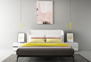 现代简约双人床、装饰画组合