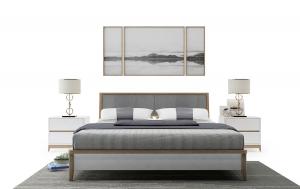 新中式轻奢双人床、床头柜组合