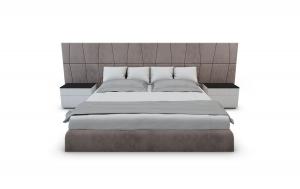 现代软包床头背景双人床、床头柜组合