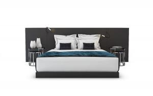 现代轻奢双人床、套叠床头柜组合