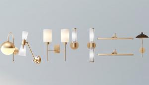 现代轻奢玻璃灯罩壁灯、镜面照明壁灯