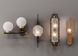新中式球形、圆柱形玻璃壁灯