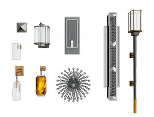 新中式柱形、灯笼状壁灯