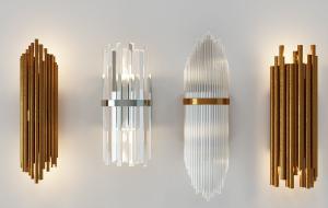 竖条金色、白色灯罩壁灯