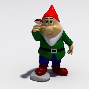 手举蘑菇的小矮人雕塑