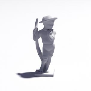 沉思中的小孩雕塑