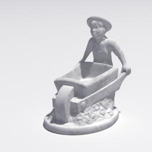 推着独轮车的人物雕塑