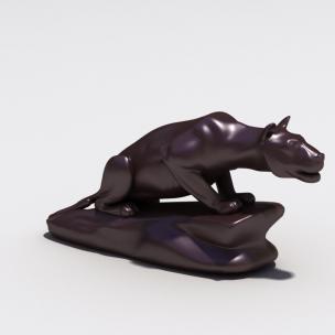 准备捕猎的豹子雕塑