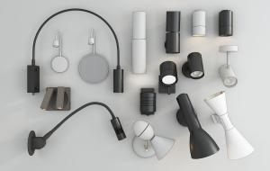 现代金属壁灯、筒灯、射灯组合