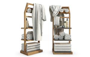 现代卫生间毛巾架、浴袍、洗浴用品