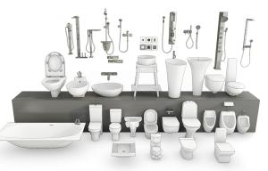 卫生间洁具、马桶、花洒淋浴和浴缸