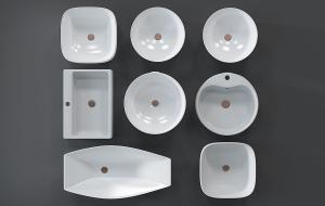 现代白瓷方形、圆形、心形洗手台上盆