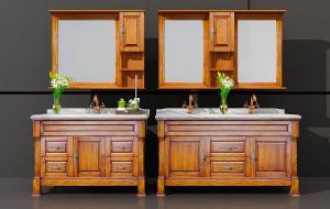 美式实木浴室柜、水龙头