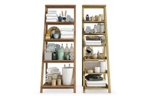 现代卫生间实木收纳架、毛巾卫浴用品