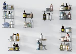 卫生间不锈钢收纳架、洗浴化妆品