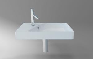 卫生间白瓷方形洗手盆、水龙头