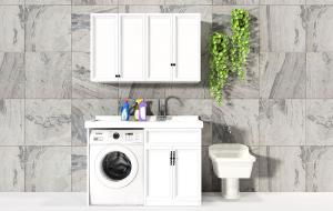 洗手台洗衣机、吊柜组合 拖把池